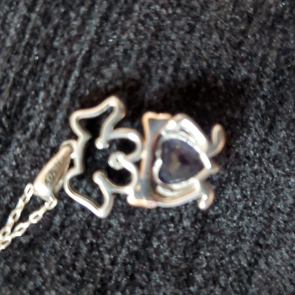 KAY JEWELERS 925 STERLING SILVER AMETHYST SAPPHIRE PUPPY DOG CHARM NECKLACE - Picture 5 of 6